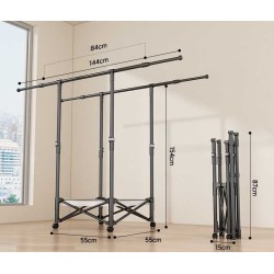 Πτυσσόμενη κρεμάστρα δαπέδου & απλώστρα ρούχων τροχήλατη - SG202602 - 282210 - White