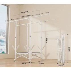 Πτυσσόμενη κρεμάστρα δαπέδου & απλώστρα ρούχων τροχήλατη - SG202604 - 282227 - White