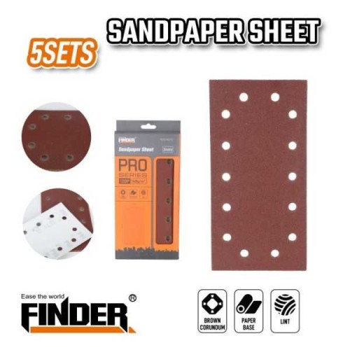 Φύλλα λείανσης για παλμικό τριβείο - 5pcs - 14holes - 115x230mm - Finder - 196245