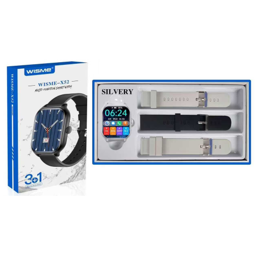 Σετ Smartwatch με 3 λουράκια - WISME-X52 - 750612 - Silver