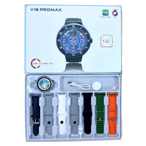 Σετ Smartwatch με 7 λουράκια - V16 Pro Max - 814161 - Grey