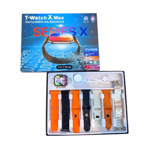 Σετ Smartwatch με 7 λουράκια - T-Watch X Max - 814178 - Orange
