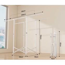 Πτυσσόμενη κρεμάστρα δαπέδου & απλώστρα ρούχων τροχήλατη - SG202601 - 282203 - Black