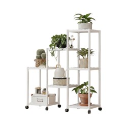 Διακοσμητική τροχήλατη ραφιέρα δαπέδου με 7 ράφια - YH9628-2A - 114128 - White