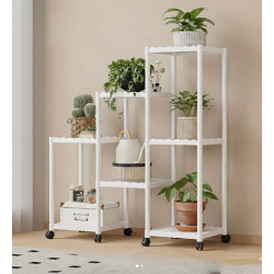 Διακοσμητική τροχήλατη ραφιέρα δαπέδου με 7 ράφια - YH9628-2A - 114128 - White