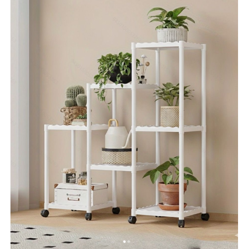 Διακοσμητική τροχήλατη ραφιέρα δαπέδου με 7 ράφια - YH9628-2A - 114128 - White