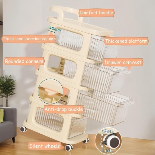 Πλαστική συρταριέρα αποθήκευσης τρόλεϊ 3 ορόφων - 10709 - 282135