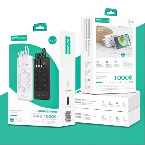 Powerbank 4in1 - Fast Charge - 10.000mah - X20 - 125200 - Black