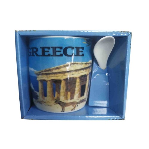 Σετ κεραμική κούπα Souvenir με κουτάλι - Greece - 241109