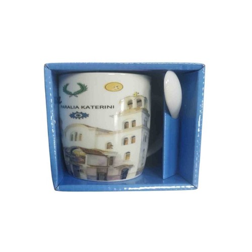 Σετ κεραμική κούπα Souvenir με κουτάλι - Paralia - 241123