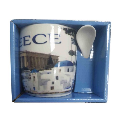 Σετ κεραμική κούπα Souvenir με κουτάλι - Greece - 241130