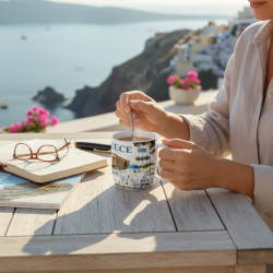 Σετ κεραμική κούπα Souvenir με κουτάλι - Greece - 241130