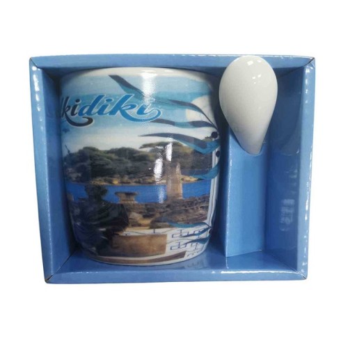 Σετ κεραμική κούπα Souvenir με κουτάλι - Chalkidiki - 241147