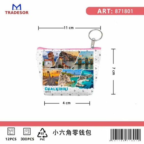 Σετ 12Χ -   Πορτοφόλι Souvenir μπρελόκ mini - PVC - Chalkidiki - 11*7*4cm - 871801