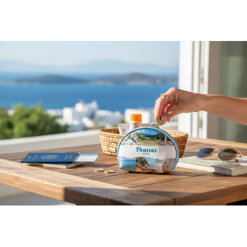 Σετ 12Χ -   Πορτοφόλι Souvenir μπρελόκ mini - PVC - Thassos - 10*8*3cm - 871773