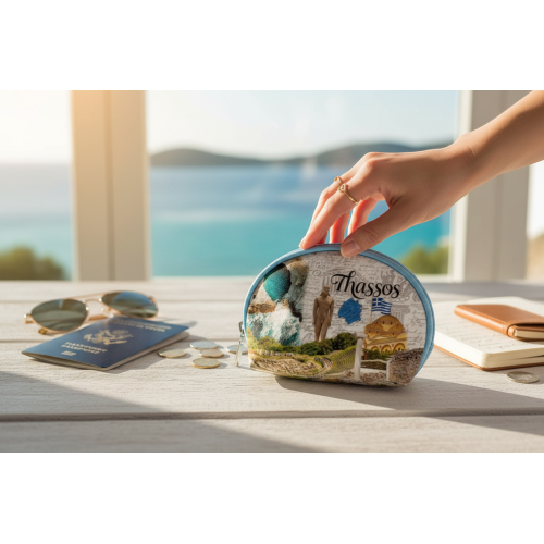 Σετ 12Χ -   Πορτοφόλι Souvenir μπρελόκ mini - PVC - Thassos - 10*8*3cm - 871775