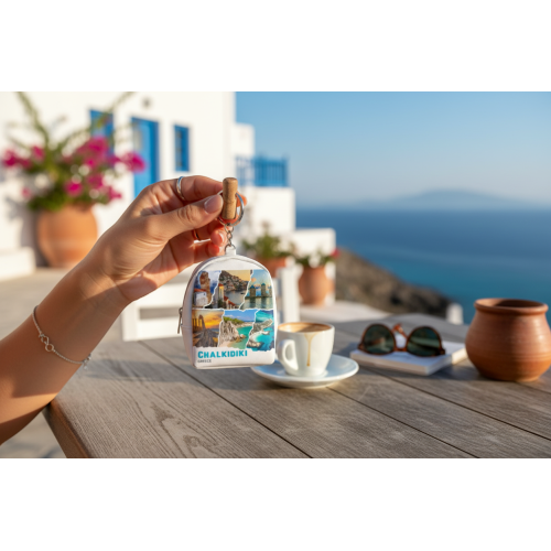Σετ 12Χ -   Πορτοφόλι Souvenir μπρελόκ mini - PVC - Chalkidiki - 7*9*4.5cm - 871781