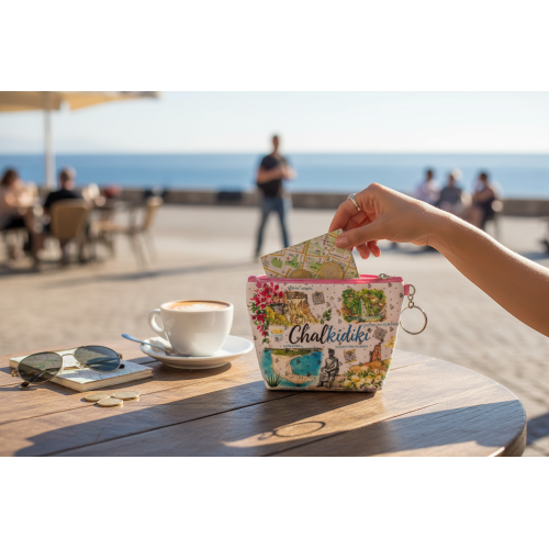 Σετ 12Χ -   Πορτοφόλι Souvenir μπρελόκ mini - PVC - Chalkidiki - 11*7*4cm - 871800