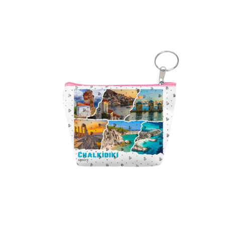 Σετ 12Χ -   Πορτοφόλι Souvenir μπρελόκ mini - PVC - Chalkidiki - 11*7*4cm - 871801