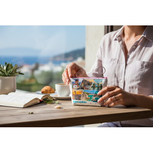 Σετ 12Χ -   Πορτοφόλι Souvenir μπρελόκ mini - PVC - Chalkidiki - 11*7*4cm - 871801