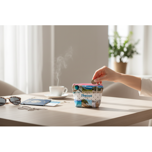 Σετ 12Χ -   Πορτοφόλι Souvenir μπρελόκ mini - PVC - Thassos - 11*7*4cm - 871813