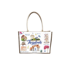 Τουριστική τσάντα λινή με κουμπί - Thessaloniki - 36*25*16cm - 871884