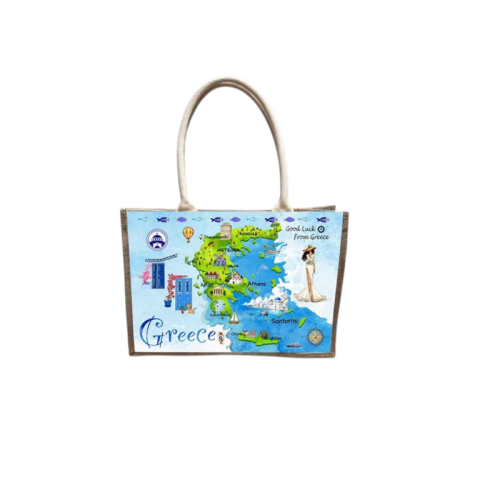 Τουριστική τσάντα λινή με κουμπί - Greece - 36*25*16cm - 871899