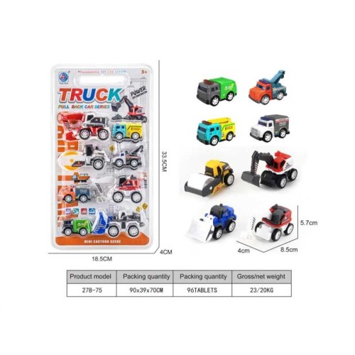 Σετ αυτοκινητάκια με Pull Back - 8pcs - 278-75 - 233158