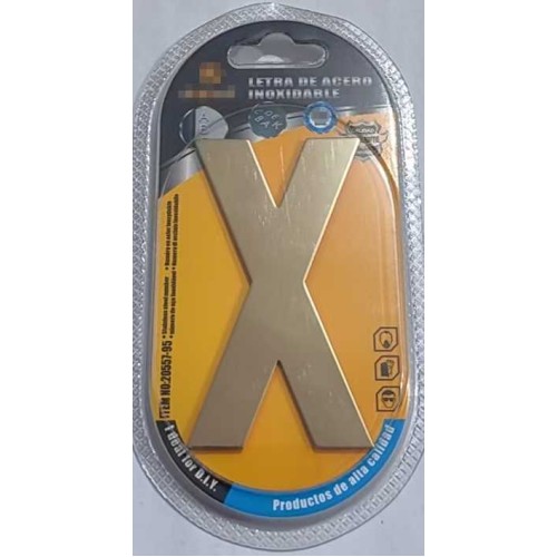 Αυτοκόλλητη μεταλλική πινακίδα γράμμα X - 8cm - Σετ 12 τεμάχια - 204476