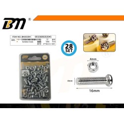 Βίδα σταυρός με παξιμάδι - 4mmx16mm+M4 - Σετ 12 πακέτα των 28 τεμαχίων - 202045