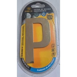 Αυτοκόλλητη μεταλλική πινακίδα γράμμα P - 8cm - Σετ 12 τεμάχια - 204391