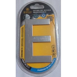 Αυτοκόλλητη μεταλλική πινακίδα γράμμα E - 8cm - Σετ 12 τεμάχια - 204285