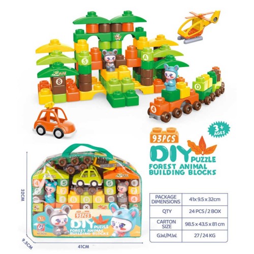 Σετ κατασκευών DIY με τουβλάκια - Forest Animals - 93pcs - JX6755 - 233047