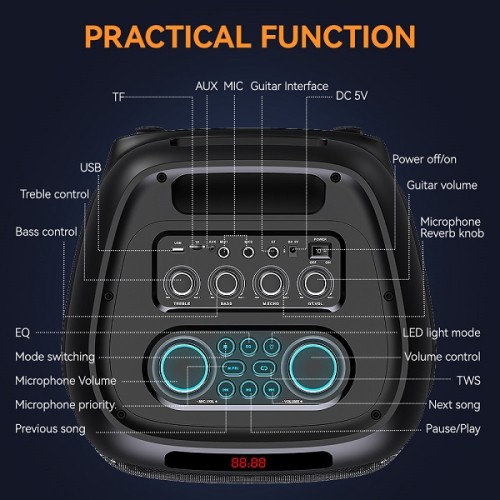 Φορητό ηχείο subwoofer με μικρόφωνο Karaoke - ZQS8280 - 160019
