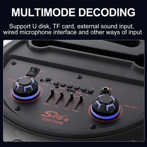 Φορητό ηχείο subwoofer με μικρόφωνο Karaoke - ZQS12206 - 160149
