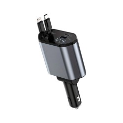 Φορτιστής αναπτήρα αυτοκινήτου Quick Charger με καλώδια φόρτισης TypeC - V7 - 210321