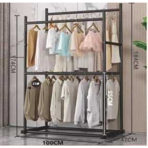 Μεταλλική κρεμάστρα δαπέδου διπλή - 100cm - 8677Y-N - Black - 421519