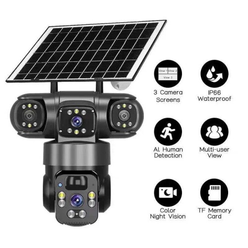 Ηλιακή κάμερα ασφαλείας IP τριπλή - 4G - Security Camera - Q20 - 020331