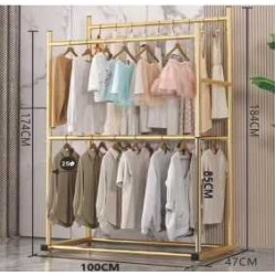 Μεταλλική κρεμάστρα δαπέδου διπλή - 100cm - 8687Y-N - Gold - 421526