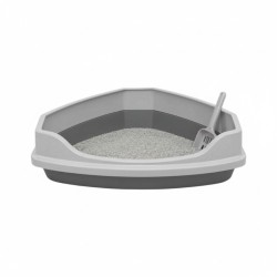 Γωνιακή λεκάνη γάτας ανοιχτή - 58x45x40cm - 007887 - Grey