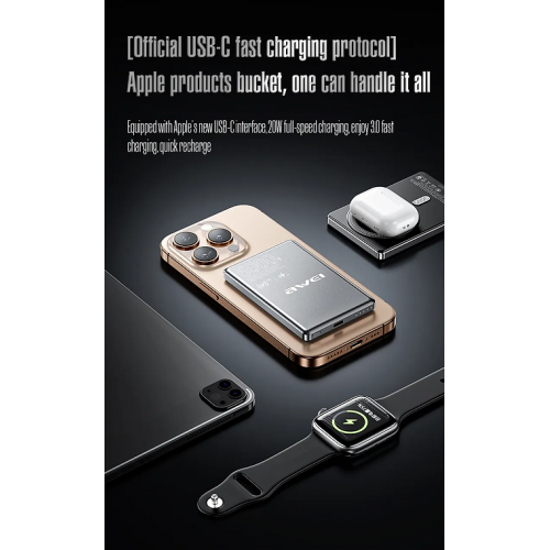 Μαγνητικό Powerbank ασύρματης φόρτισης - PA-30 - 5.000mah - AWEI - 022187