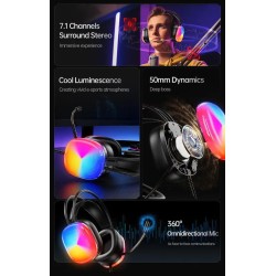 Ενσύρματα ακουστικά - LED RGB Headphones - GM-11 - AWEI - 260868 - Grey