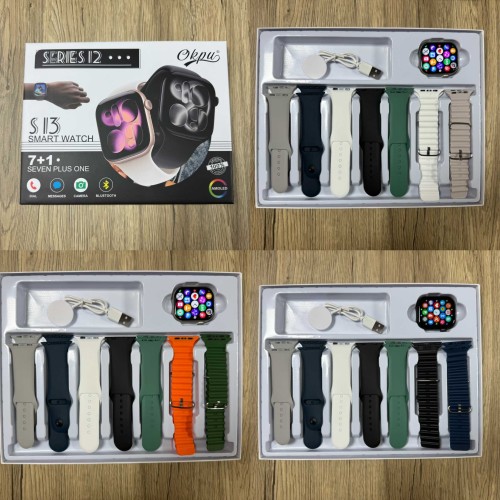 Σετ Smartwatch με 7 λουράκια - S13 - 260868 - Black