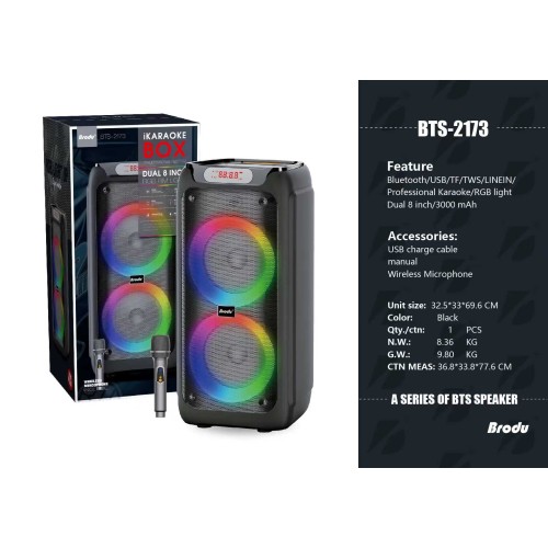 Φορητό ηχείο subwoofer με μικρόφωνο Karaoke - 8" - BTS-2173 - 721735
