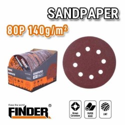 Φύλλα λείανσης για έκκεντρο τριβείο - 5pcs - 125mm - 80P - 8holes - Finder - 196249
