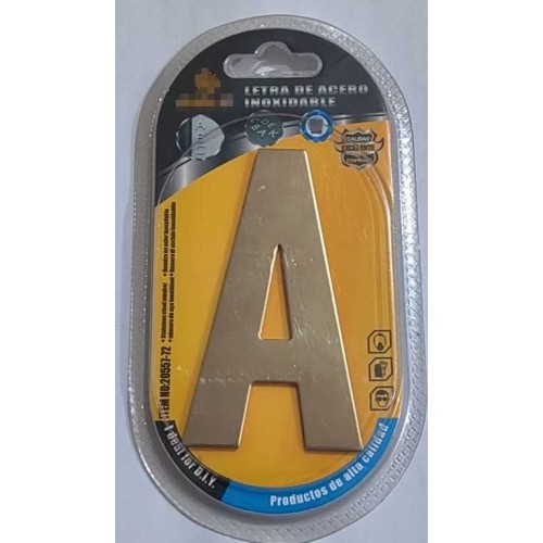 Αυτοκόλλητη μεταλλική πινακίδα γράμμα A - 12cm - Σετ 12 τεμάχια - 204506