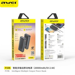 Powerbank - P19K - 20.000mah - 2.4A - AWEI - 260851 - Black