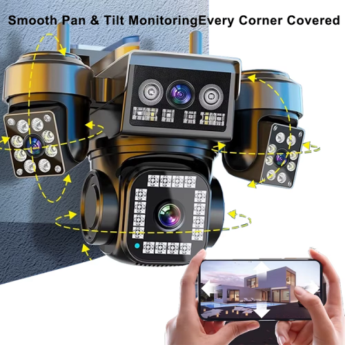 Ηλιακή κάμερα ασφαλείας IP τετραπλή - C011SQ - WiFi - Security Camera - 371228
