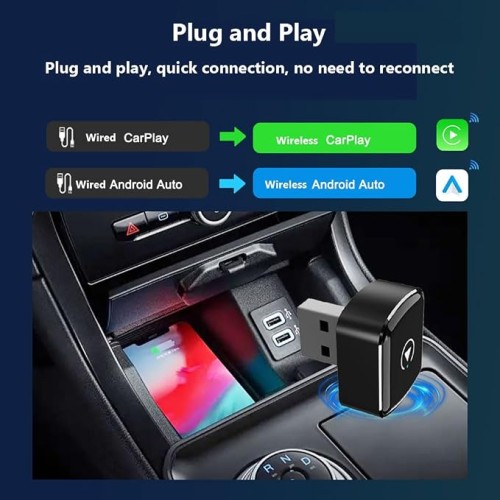Ασύρματος αντάπτορας για CarPlay και Android Auto - Wifi/Bluetooth - MS-07 - 565658
